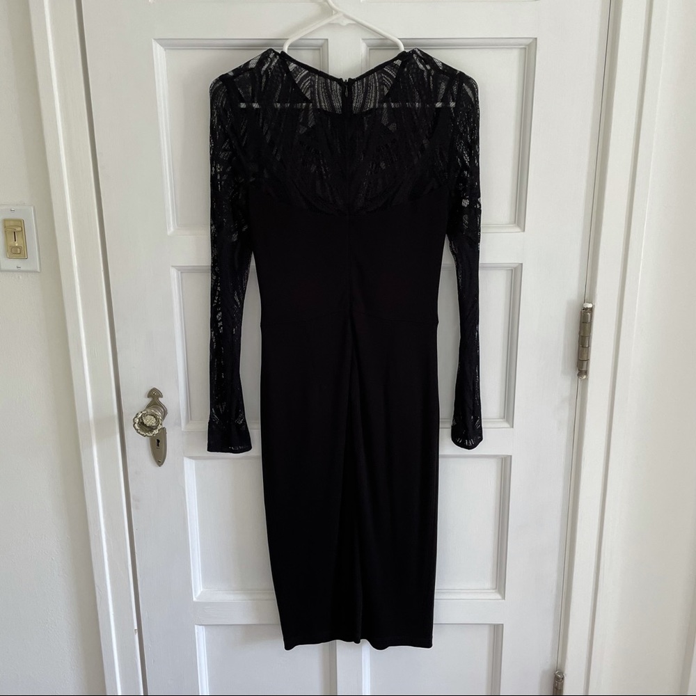 David Meister Black Lace Cocktail Dress Size 2